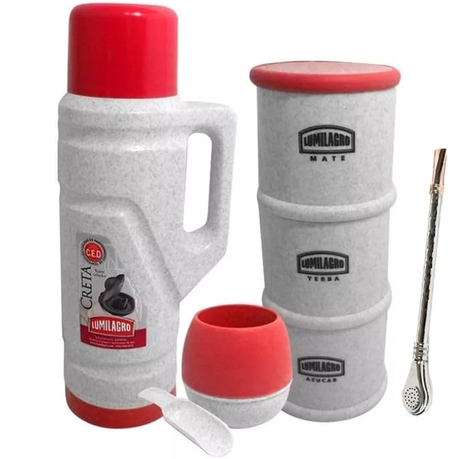Lumilagro Creta Mate Thermos Set - Set de Termo Lumilagro Creta Equipo Matero (1L) Lumilagro Red