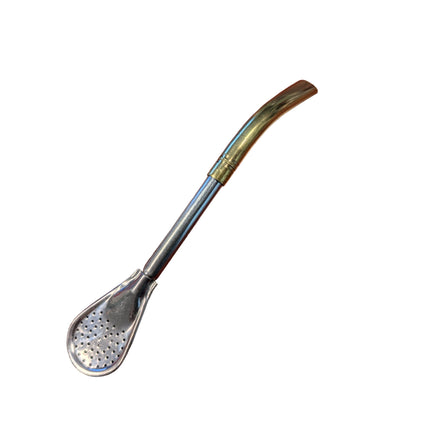 Stainless Steel Yerba Mate Bombilla with Brass Accent – Regular Bombilla BOMBILLA