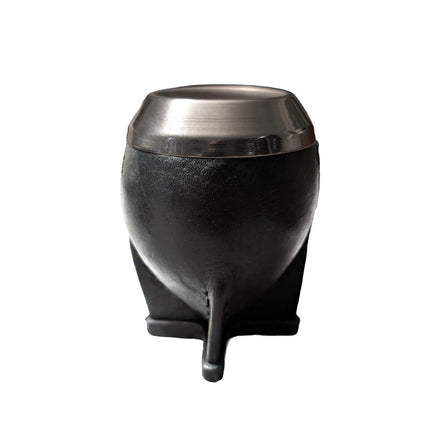 Mate Torpedo de Porongo – Black Premium Leather with Stainless Steel Rim (Large) Mate Gourd MATE