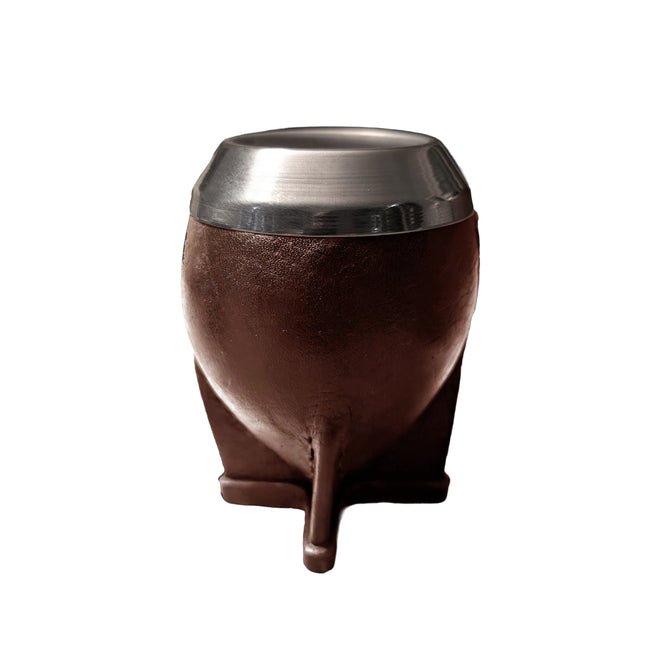Mate Torpedo de Porongo – Premium Brown Leather with Stainless Steel Rim (Large) Mate Gourd MATE