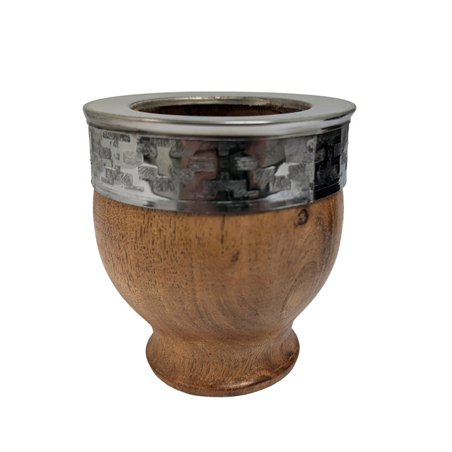 Mate Imperial of Algarrobo wood with Stainless steel rim (Large) Mate Gourd MATE