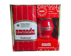 AMANDA Yerba Mate Kit (Stainless Steel Gourd and Straw, & Yerba Mate) - RED