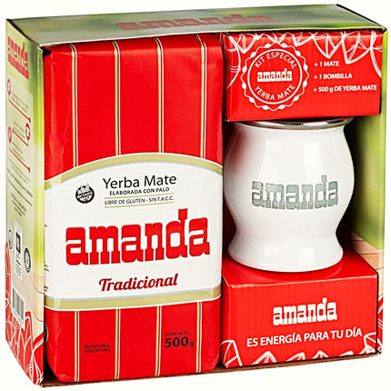 AMANDA Yerba Mate Kit (Metal Gourd and Straw, & Yerba Mate) Yerba Mate Amanda