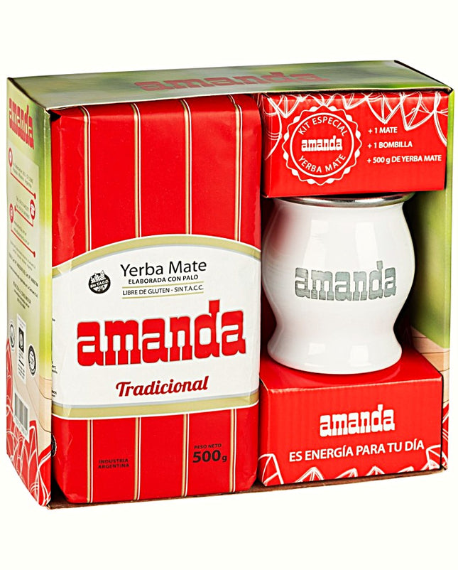 AMANDA Yerba Mate Kit (Metal Gourd and Straw, & Yerba Mate) Yerba Mate Amanda