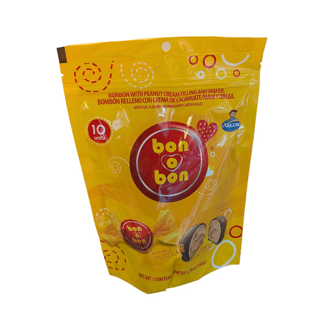 Arcor Bon o Bon Bonbons – 5.29 oz (150g) Doy Pack – 4 Flavor Options Chocolate ARCOR Peanut Butter bonbon