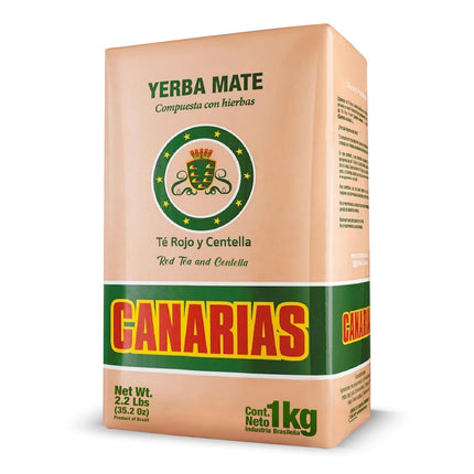 Canarias Yerba Mate con Te Rojo y Centella 1 kg (con Palo) 2.1 lb Pink Yerba Mate Canarias 1 Pack