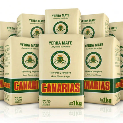 Canarias Yerba Mate con Te Verde and Jengibre 1 kg (con Palo) 2.1 lb Beige Yerba Mate Canarias 10 Pack