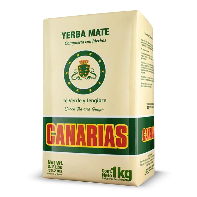 Canarias Yerba Mate con Te Verde and Jengibre 1 kg (con Palo) 2.1 lb Beige Yerba Mate Canarias 1 Pack