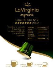 Cargar imagen en el visor de la galería, La Virginia - Espresso Equilibrado N° 7 para Nespresso original (Caja de 10)
