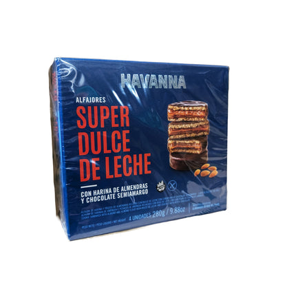 Havanna Super Dulce de Leche Alfajores with Almond Flour & Dark Chocolate (4-Pack, 280g)
