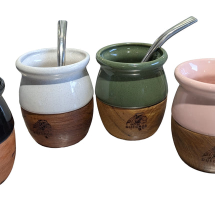 Metamate Quechua Mate Gourd – Algarrobo Wood &amp; Ceramic Interior (Large, Multiple Colors) Maté accessories METAMATE