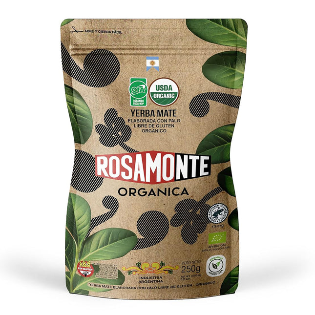 Rosamonte Orgánica Yerba Mate, USDA Organic Unsmoked con Palo (with Stems), 250g (0.55 lb) Specialty Foods Rosamonte