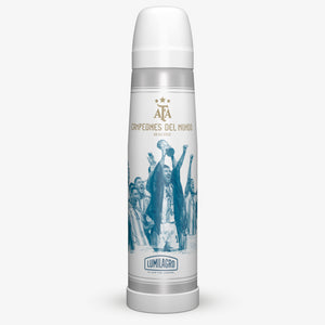 Lumilagro LUMINOX Stainless Steel Thermos imprinted with "Campeones Del Mundo" Argentina World Cup Winner 2022 with Messi and team - 1L