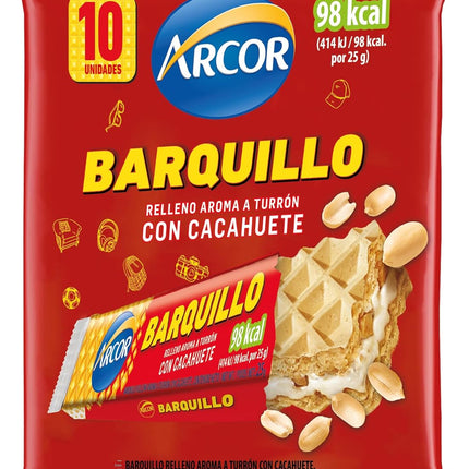 Arcor Barquillo Peanut Nougat Wafer Bars – 10 Pack (10 x 25g) Cookies and Crackers ARCOR