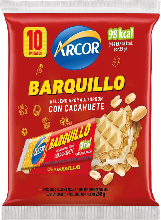 Arcor Barquillo Peanut Nougat Wafer Bars – 10 Pack (10 x 25g) Cookies and Crackers ARCOR