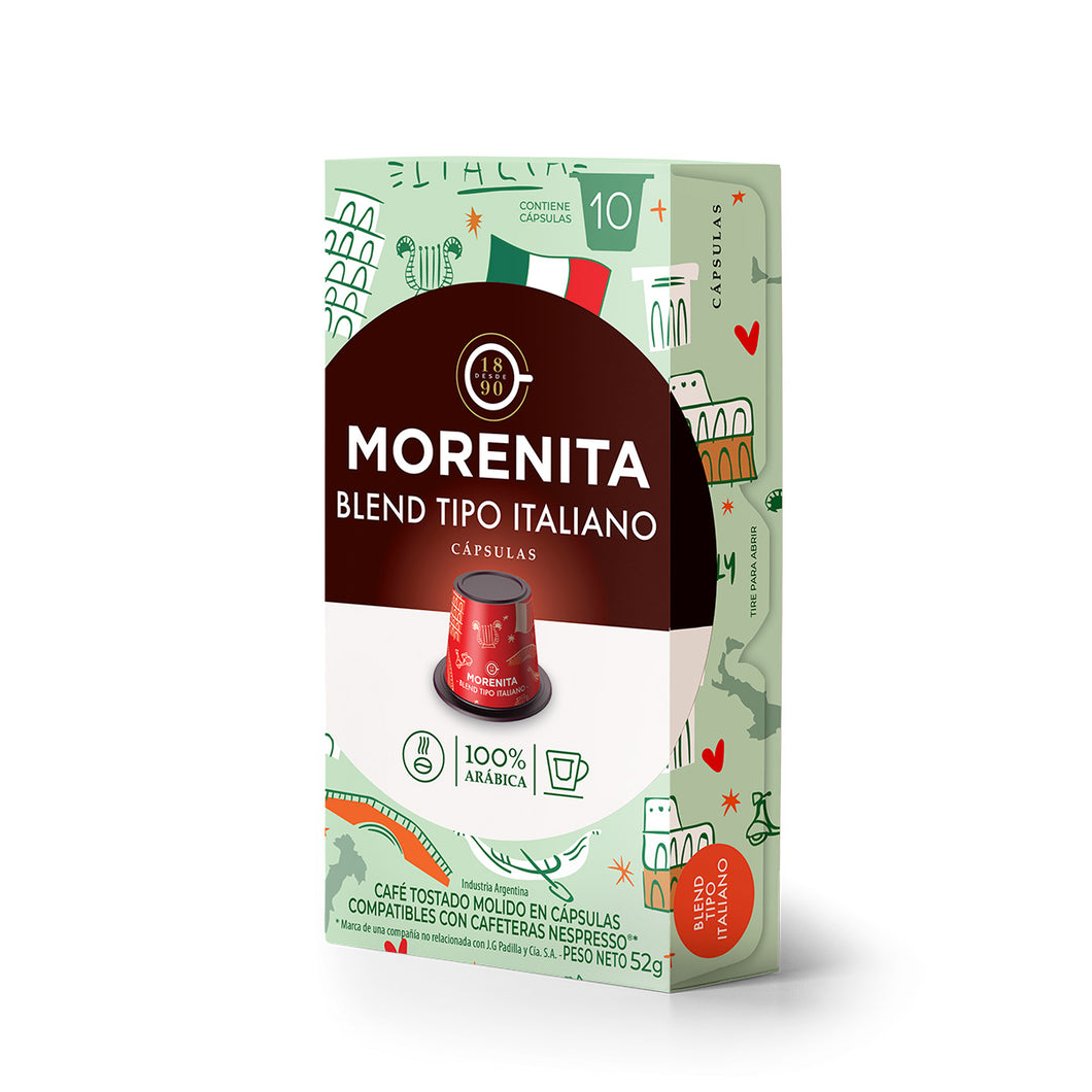 La Morenita - Cápsulas de café mezcla italiana para Nespresso original (Caja de 10)