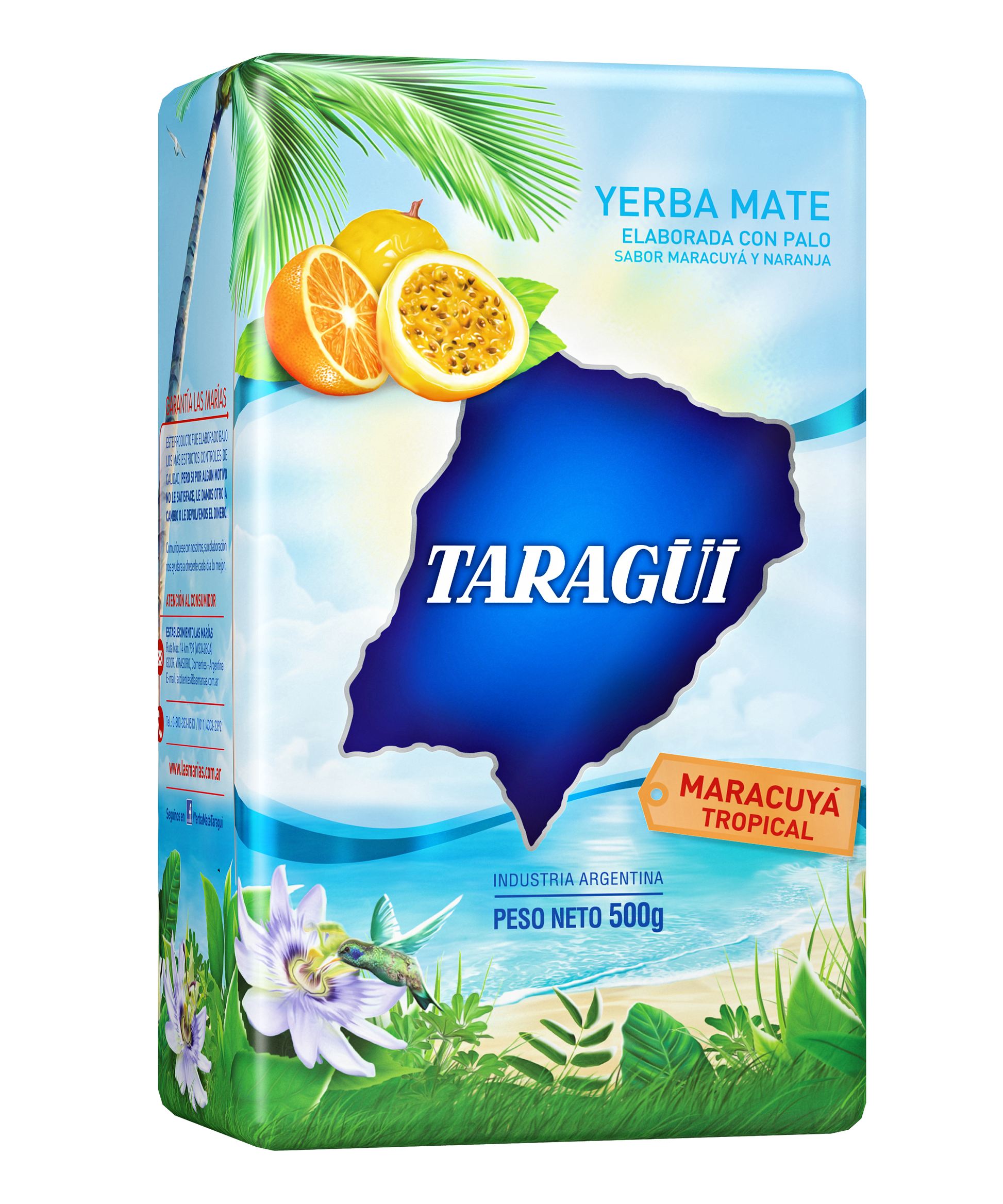 Taragüi Yerba Mate Passion Fruit 1.1lb Taragüi Yerba Mate Maracuya Tropical 500g  Product of Argentina  Ships from the USA