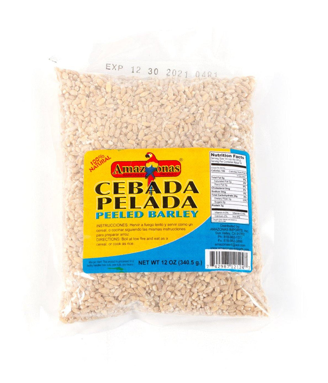 Amazonas Peeled Barley (12oz) - Amazonas Foods Online