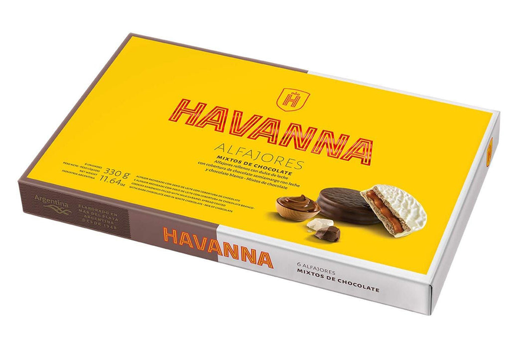 Havanna Alfajores - Mixed Chocolate and White Chocolate  (box of 6) - Amazonas Foods Online